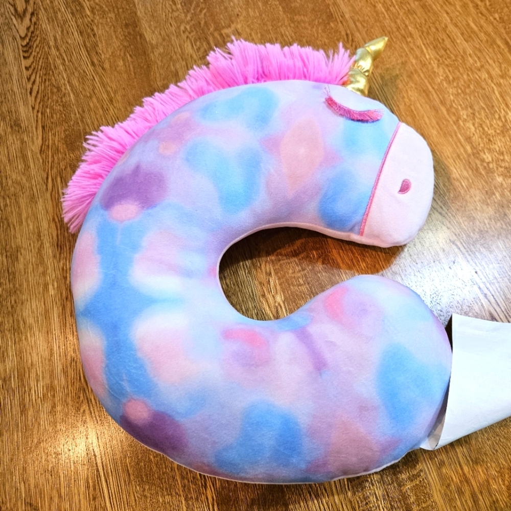 Unicorn Neck Pillow, Pink and Blue, NWT